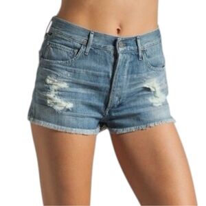 CoH Chloe Frayed Hem Jean Shorts Size 30 Blue Denim 100% Cotton Distressed